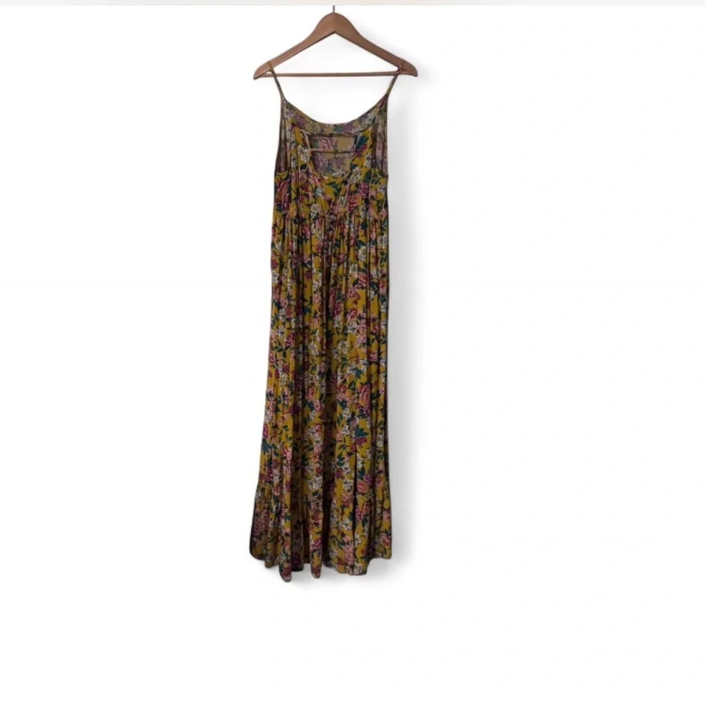 Garden Floral Print Maxi Dress Romantic Boho Sundress Size M
